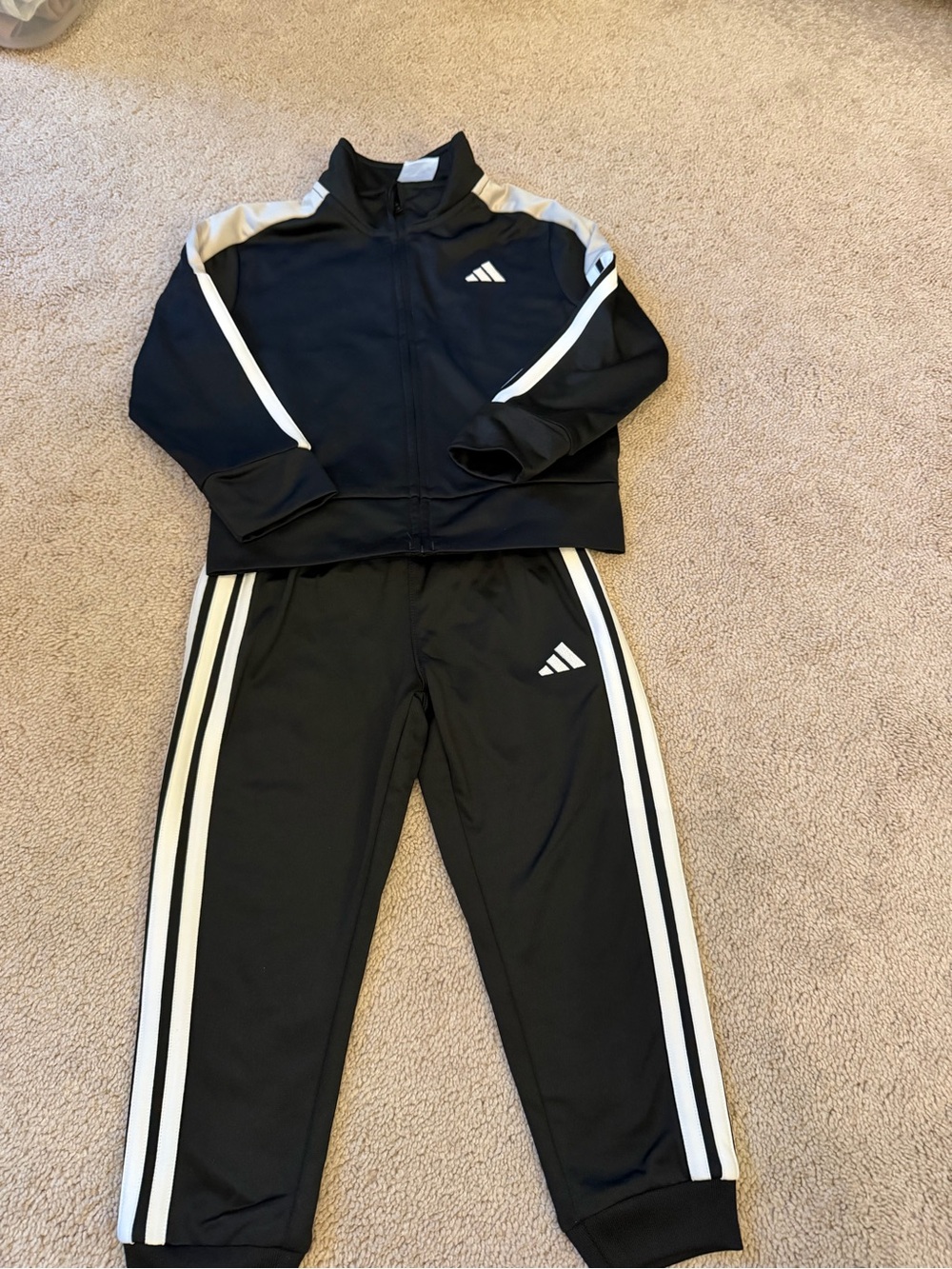 adidas Kids Black and White Track Jacket & Joggers Set